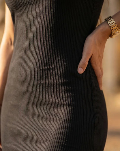 Vestido Midi Rib · Negro · Verde · Kaki