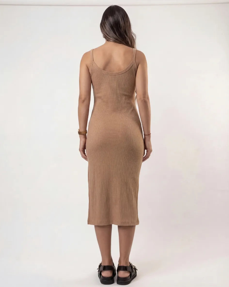 Vestido Midi Rib · Negro · Verde · Kaki