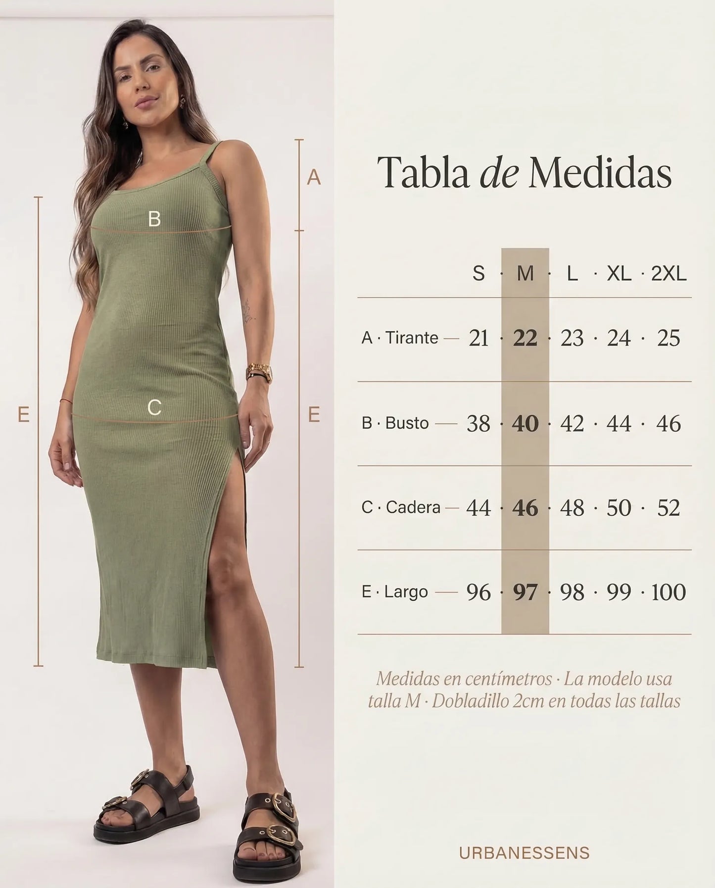 Vestido Midi Rib · Negro · Verde · Kaki